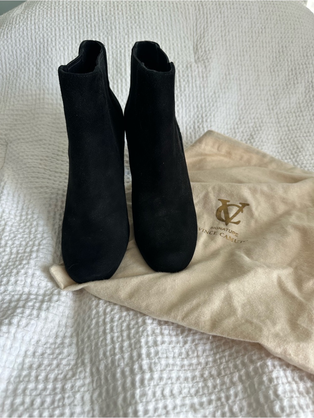 Vince Camuto Black Suede Ankle Booties Size 7
